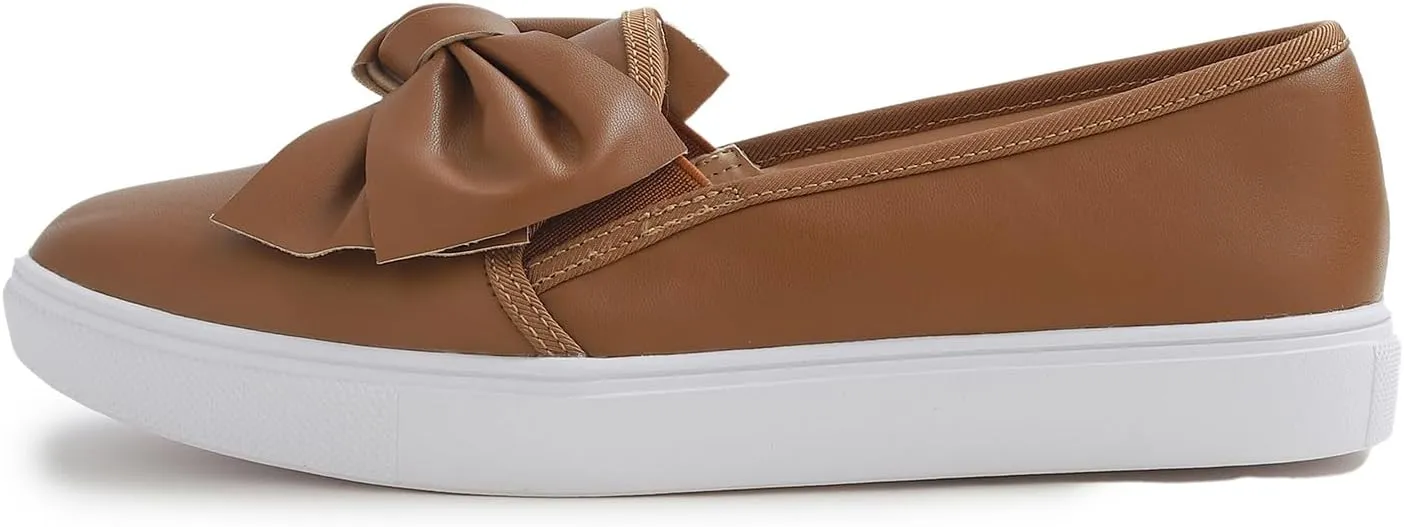 FEVERSOLE Women's Casual Slip On Sneaker Fashion Bow Tie Loafer Flats