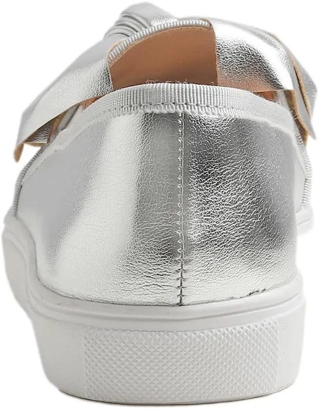 FEVERSOLE Women's Casual Slip On Sneaker Fashion Bow Tie Loafer Flats