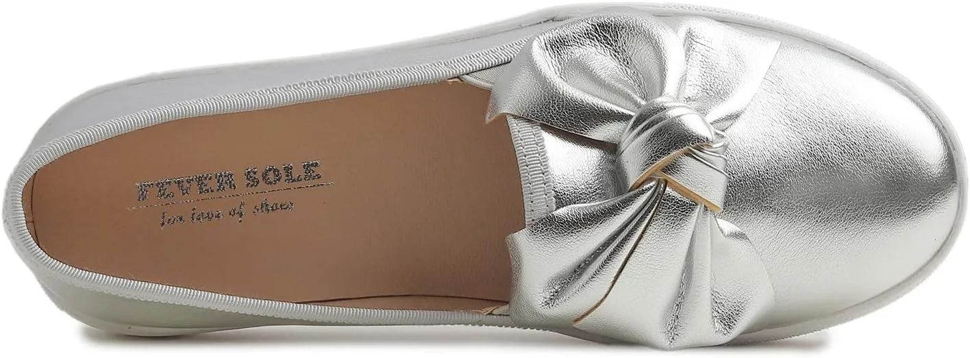 FEVERSOLE Women's Casual Slip On Sneaker Fashion Bow Tie Loafer Flats