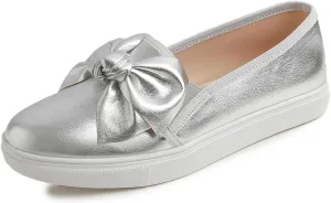 FEVERSOLE Women's Casual Slip On Sneaker Fashion Bow Tie Loafer Flats