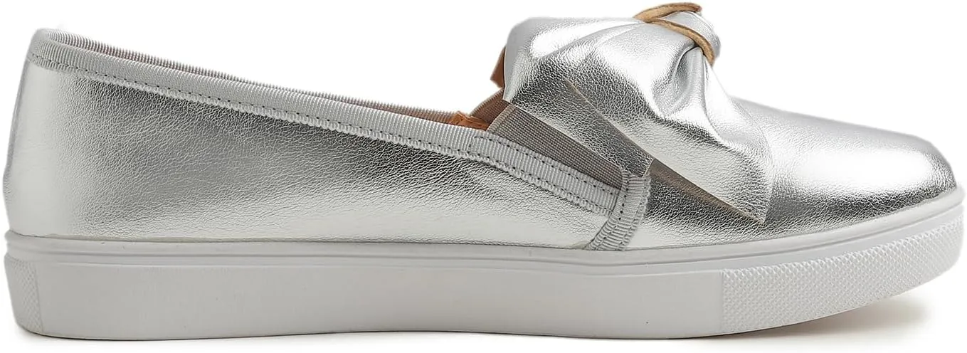 FEVERSOLE Women's Casual Slip On Sneaker Fashion Bow Tie Loafer Flats