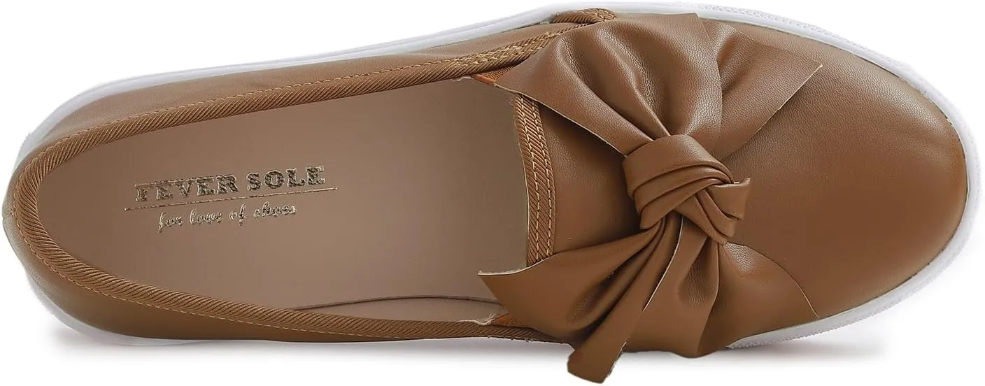 FEVERSOLE Women's Casual Slip On Sneaker Fashion Bow Tie Loafer Flats