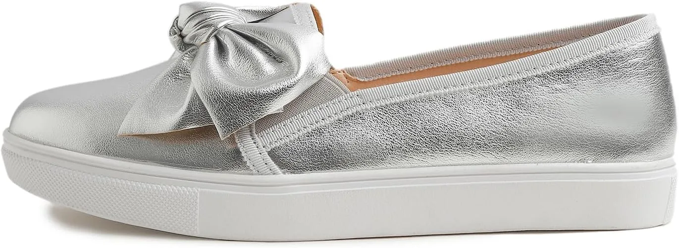 FEVERSOLE Women's Casual Slip On Sneaker Fashion Bow Tie Loafer Flats