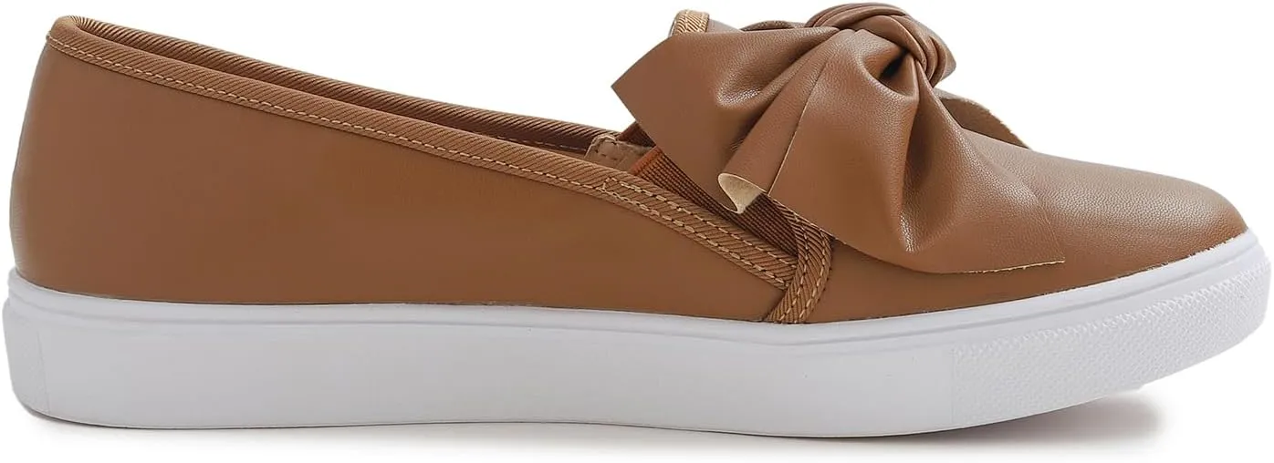 FEVERSOLE Women's Casual Slip On Sneaker Fashion Bow Tie Loafer Flats