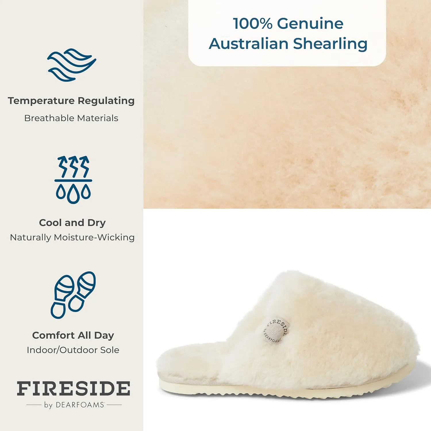 Fireside by Dearfoams Women's Shelly Beach All Over Shearling Easy on/Off Scuff Slipper