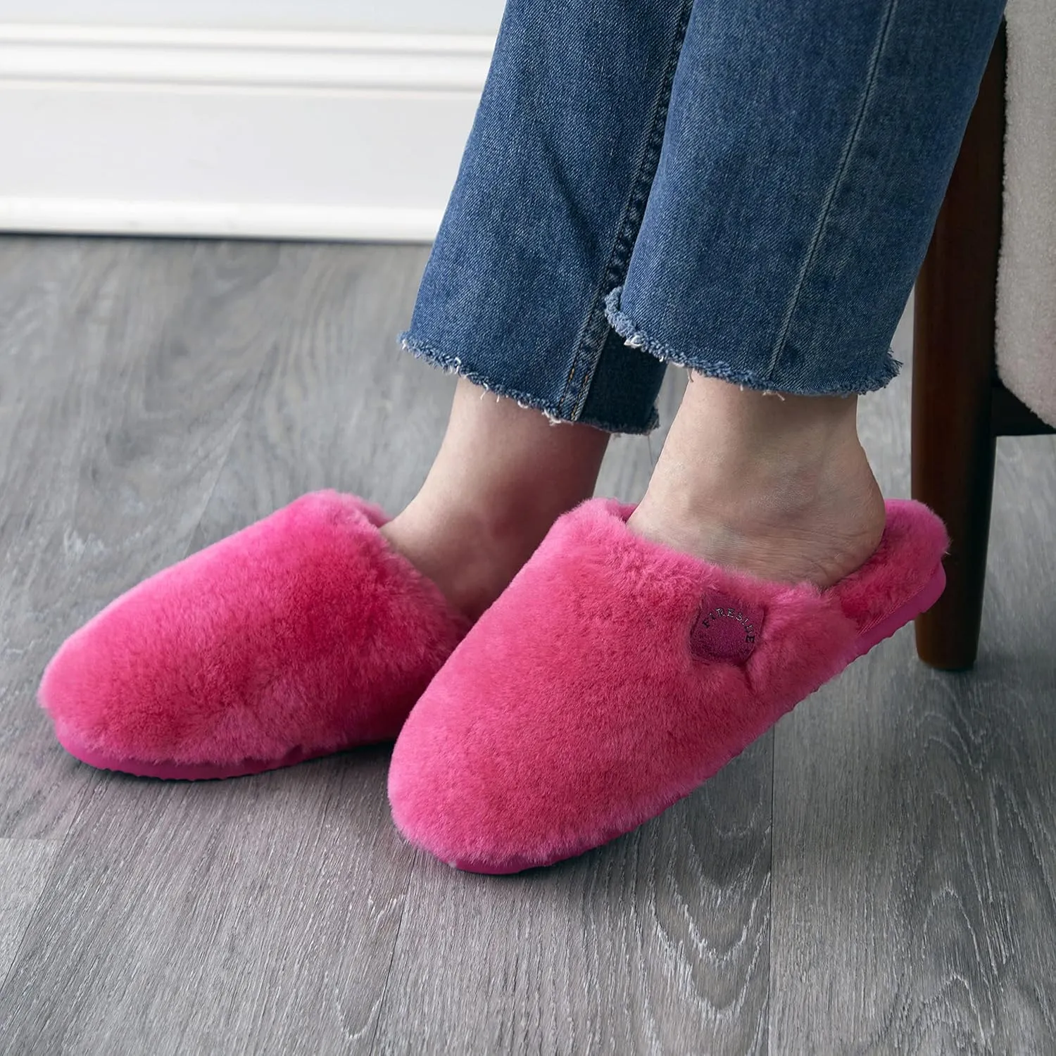 Fireside by Dearfoams Women's Shelly Beach All Over Shearling Easy on/Off Scuff Slipper