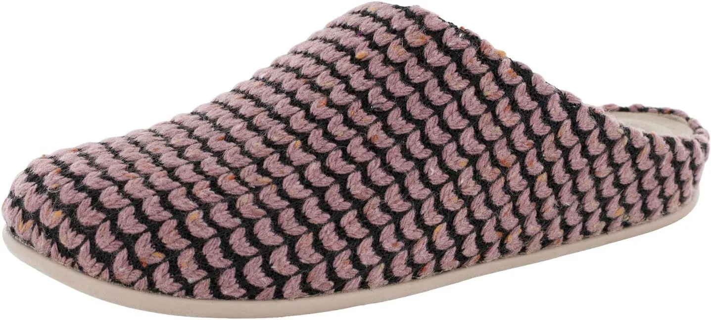 FitFlop Womens Chrissie Knit Slipper Shoes, Rose Pink, US 5