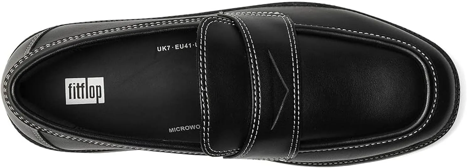 FitFlop Women's F-luma Contrast-Stitch Leather Demi-Wedge Loafers