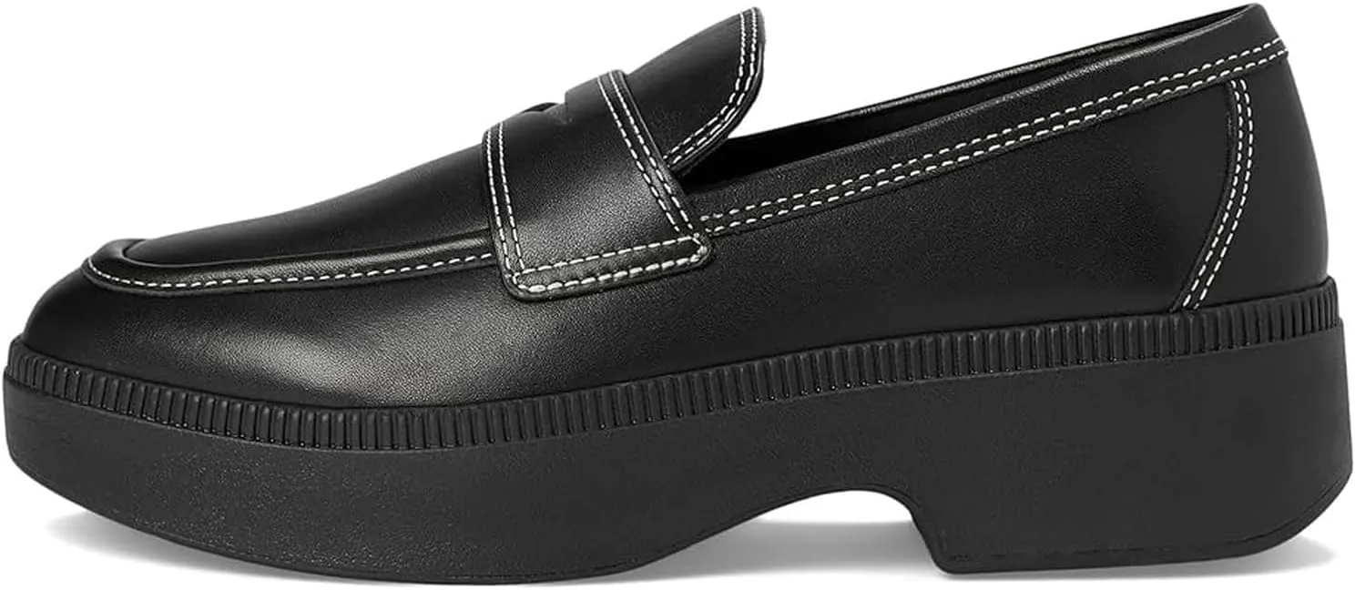FitFlop Women's F-luma Contrast-Stitch Leather Demi-Wedge Loafers
