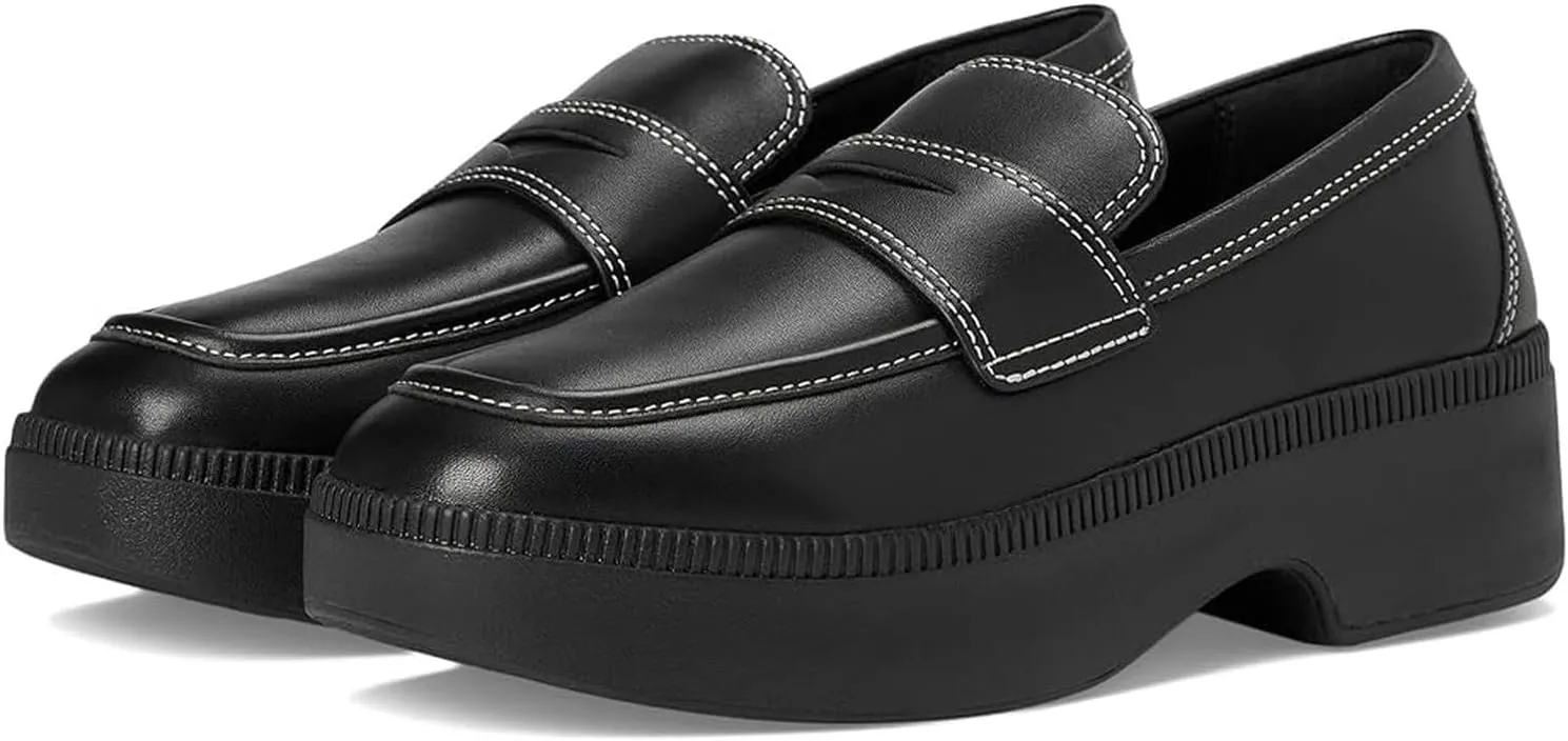 FitFlop Women's F-luma Contrast-Stitch Leather Demi-Wedge Loafers