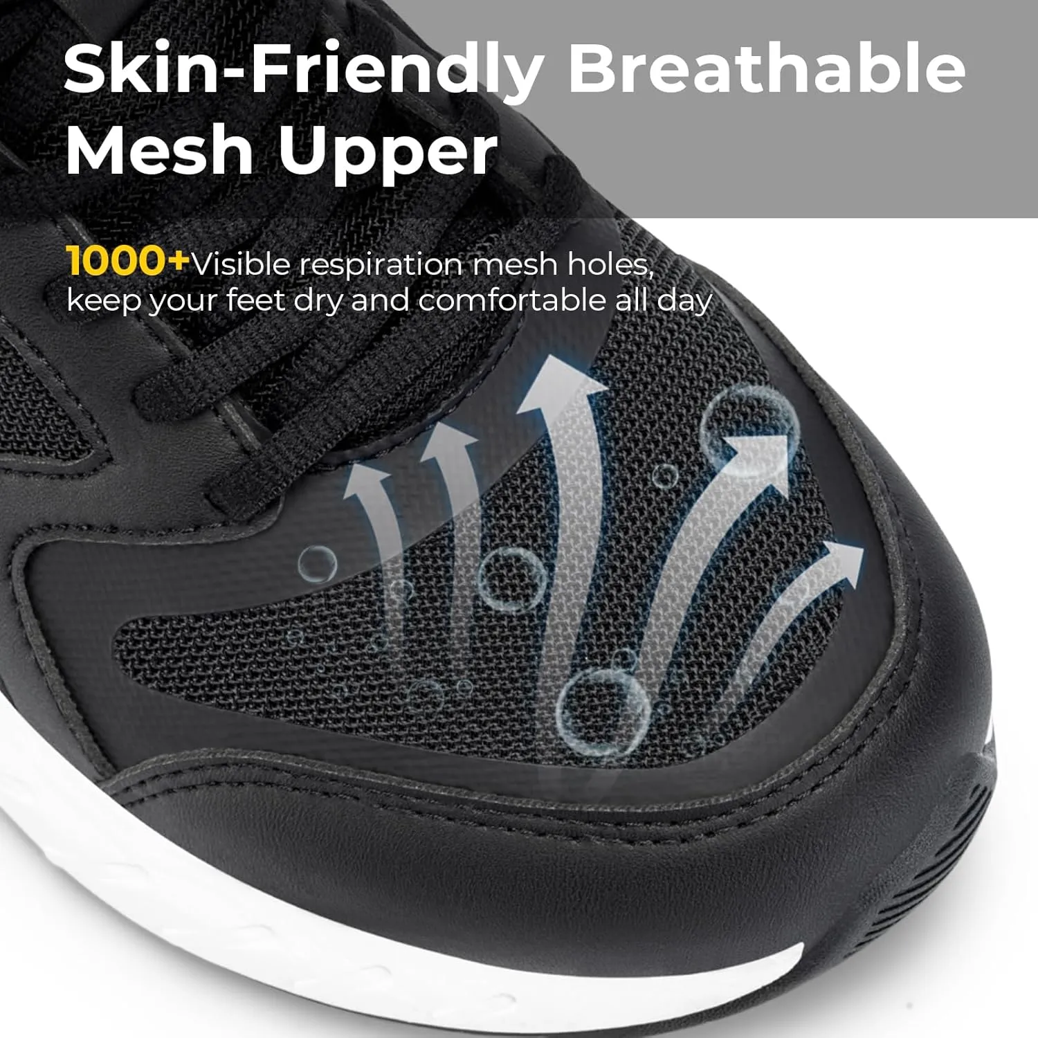 FitVille Men's Walking Shoes Wide Width Diabetic Shoes Orthopedic Sneaker Hook and Loop Running Shoes for Flat Feet Plantar Fasciitis - Rebound Core V7