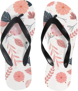 Flip Flops Floral Flowers Leaves Pink Slide Sandals Summer Beach Slippers Thong Sandal Casual Yoga Mat Flat Slides for Women Men