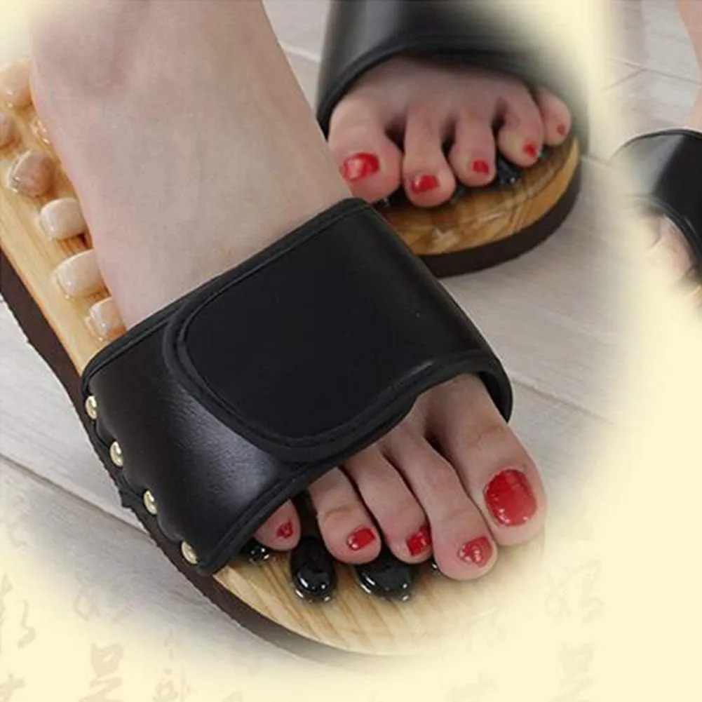 Flip Flops,Slippers Massage Men Women, Cobblestone Massage Anti-Slip Slippers, Indoor Comfy Flat Sandals, for Home Health,Black,35 36