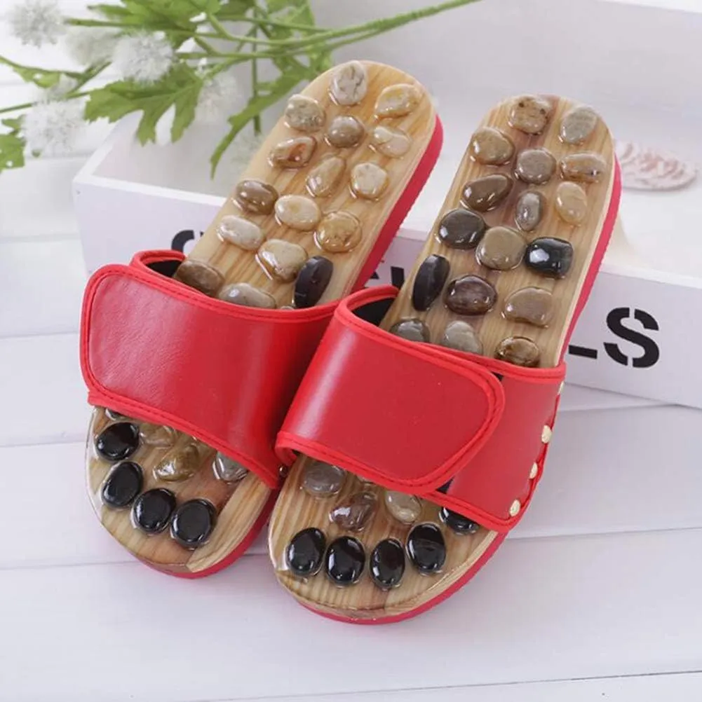 Flip Flops,Slippers Massage Men Women, Cobblestone Massage Anti-Slip Slippers, Indoor Comfy Flat Sandals, for Home Health,Black,35 36