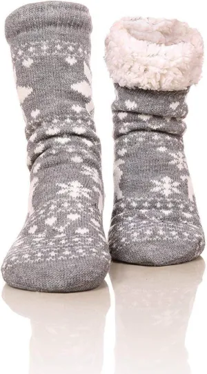 FRALOSHA Fuzzy Warm Slipper Socks Women Winter floor Socks Super Soft lined with Grippers reading Socks Cozy Sleeping Reindeer Socks