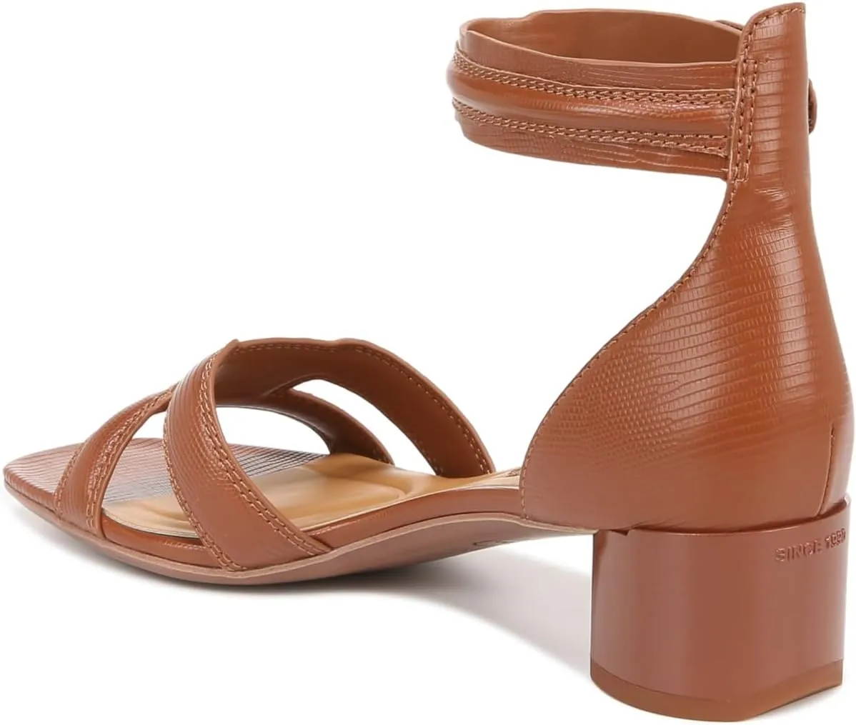 Franco Sarto Women's Nora Ankle Strap Low Block Heel Sandal Heeled