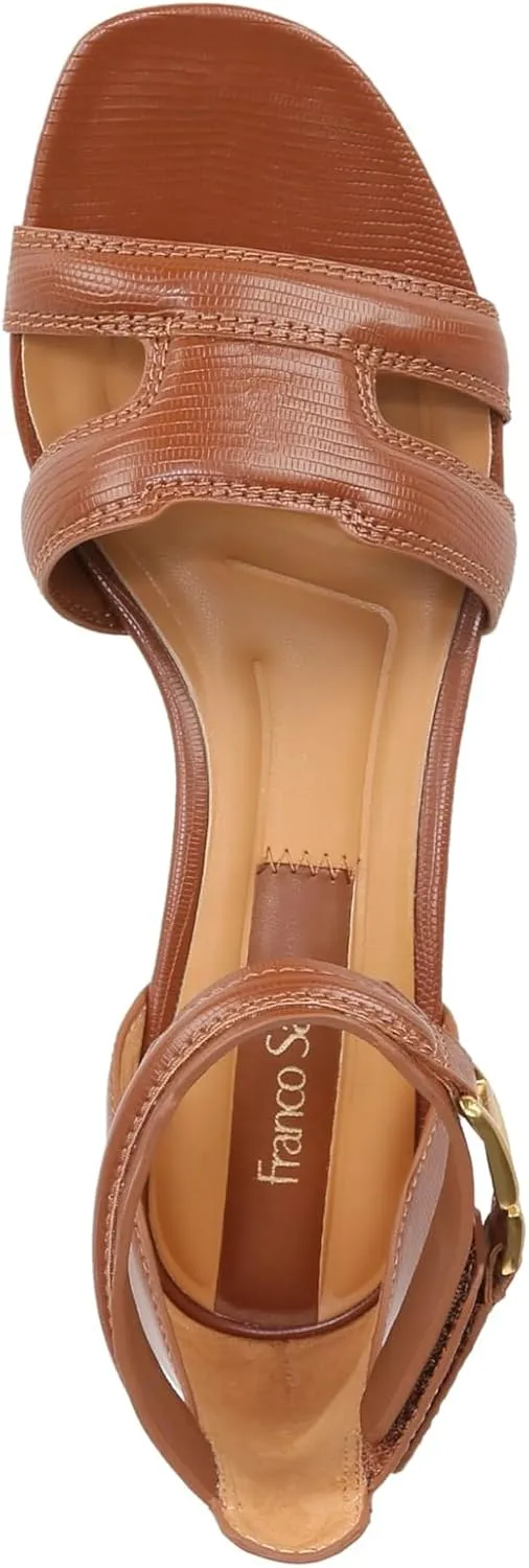 Franco Sarto Women's Nora Ankle Strap Low Block Heel Sandal Heeled
