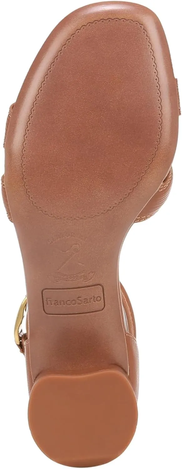 Franco Sarto Women's Nora Ankle Strap Low Block Heel Sandal Heeled