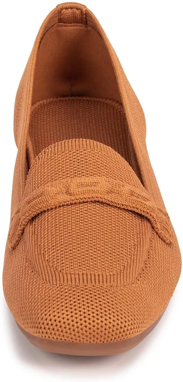 Frank Mully Women's Loafer Flats Square Toe Comfortable Office Work Shoes, Cute Penny Loafer Slip On Walking Driving Shoes