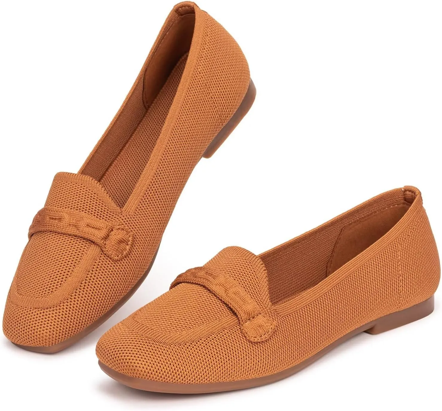 Frank Mully Women's Loafer Flats Square Toe Comfortable Office Work Shoes, Cute Penny Loafer Slip On Walking Driving Shoes