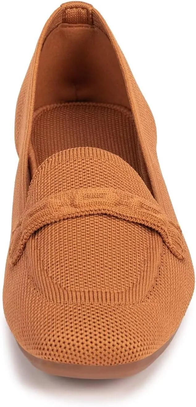 Frank Mully Women's Loafer Flats Square Toe Comfortable Office Work Shoes, Cute Penny Loafer Slip On Walking Driving Shoes