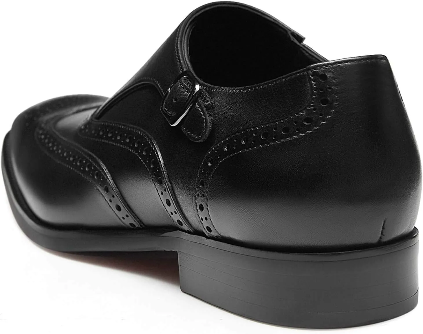 FRASOICUS Men ’s Dress Shoes Genuine Leather Monk Strap Wingtip Formal Shoes Slip-On Loafer