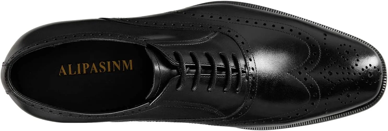FRASOICUS Men ’s Dress Shoes Genuine Leather Monk Strap Wingtip Formal Shoes Slip-On Loafer