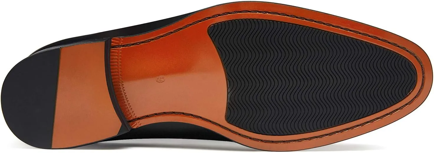 FRASOICUS Men ’s Dress Shoes Genuine Leather Monk Strap Wingtip Formal Shoes Slip-On Loafer