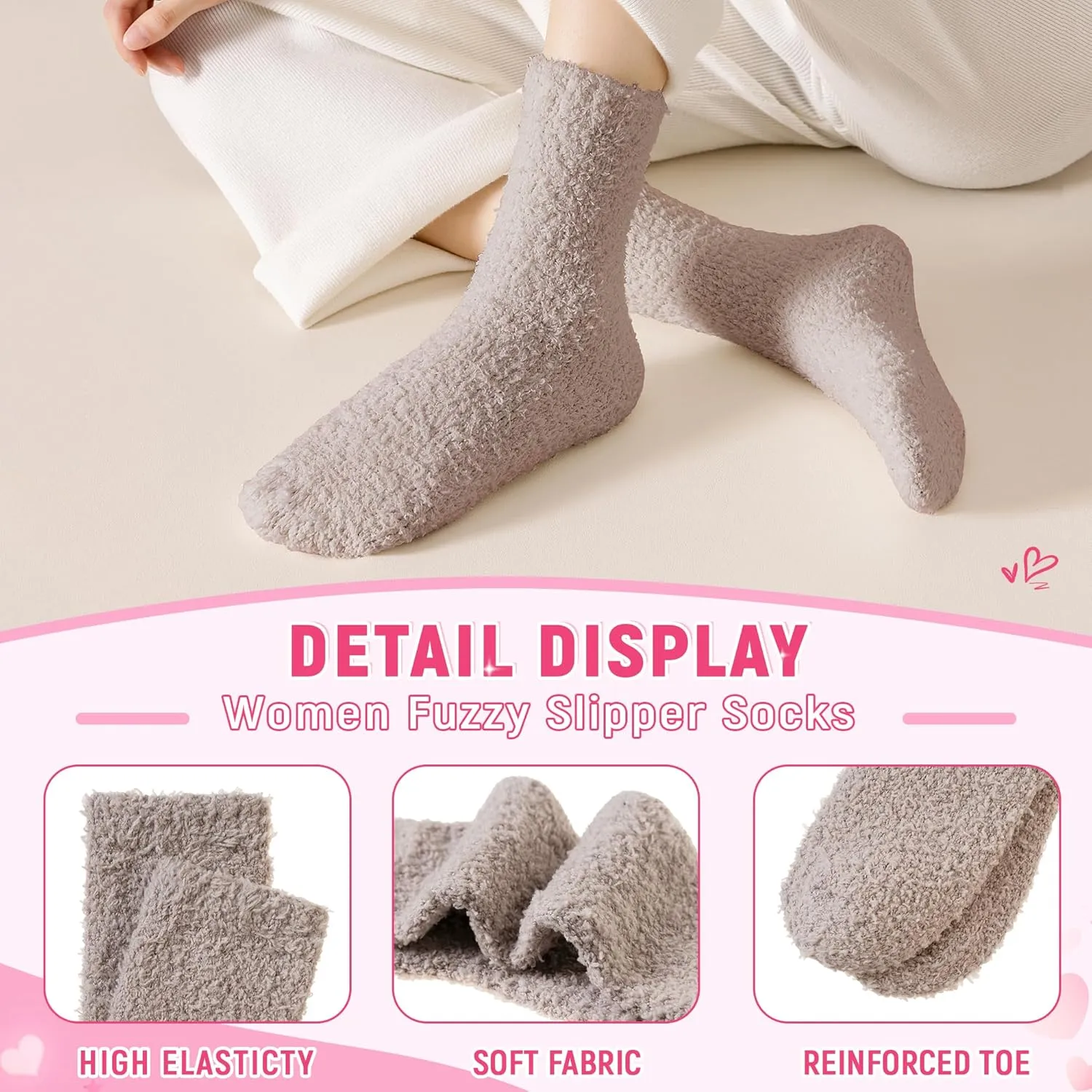 Fuzzy Socks for Womens Warm Fluffy Winter Cozy Thick Plush Slipper Sleep Comfy Crew Christmas Socks 5 Pairs