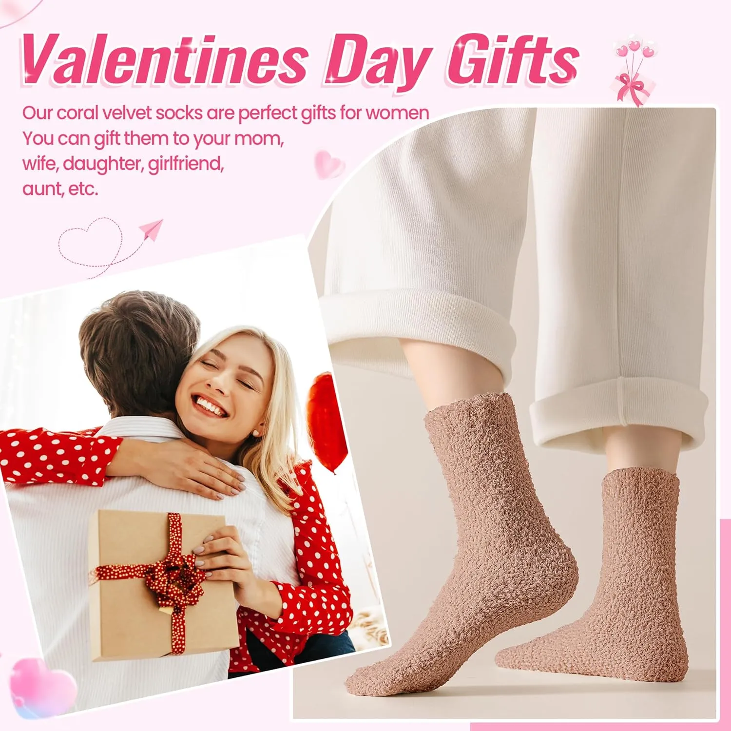 Fuzzy Socks for Womens Warm Fluffy Winter Cozy Thick Plush Slipper Sleep Comfy Crew Christmas Socks 5 Pairs