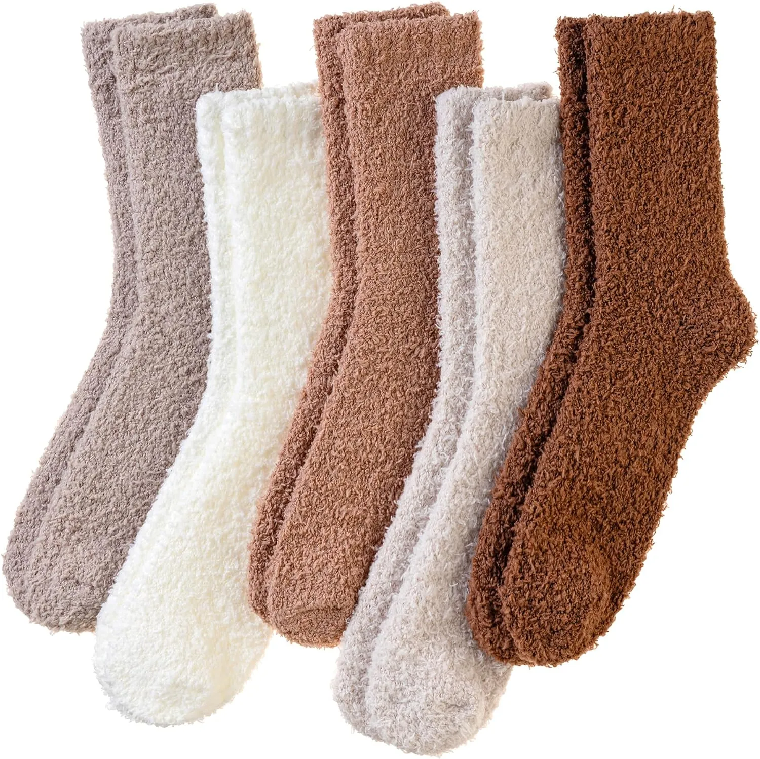Fuzzy Socks for Womens Warm Fluffy Winter Cozy Thick Plush Slipper Sleep Comfy Crew Christmas Socks 5 Pairs