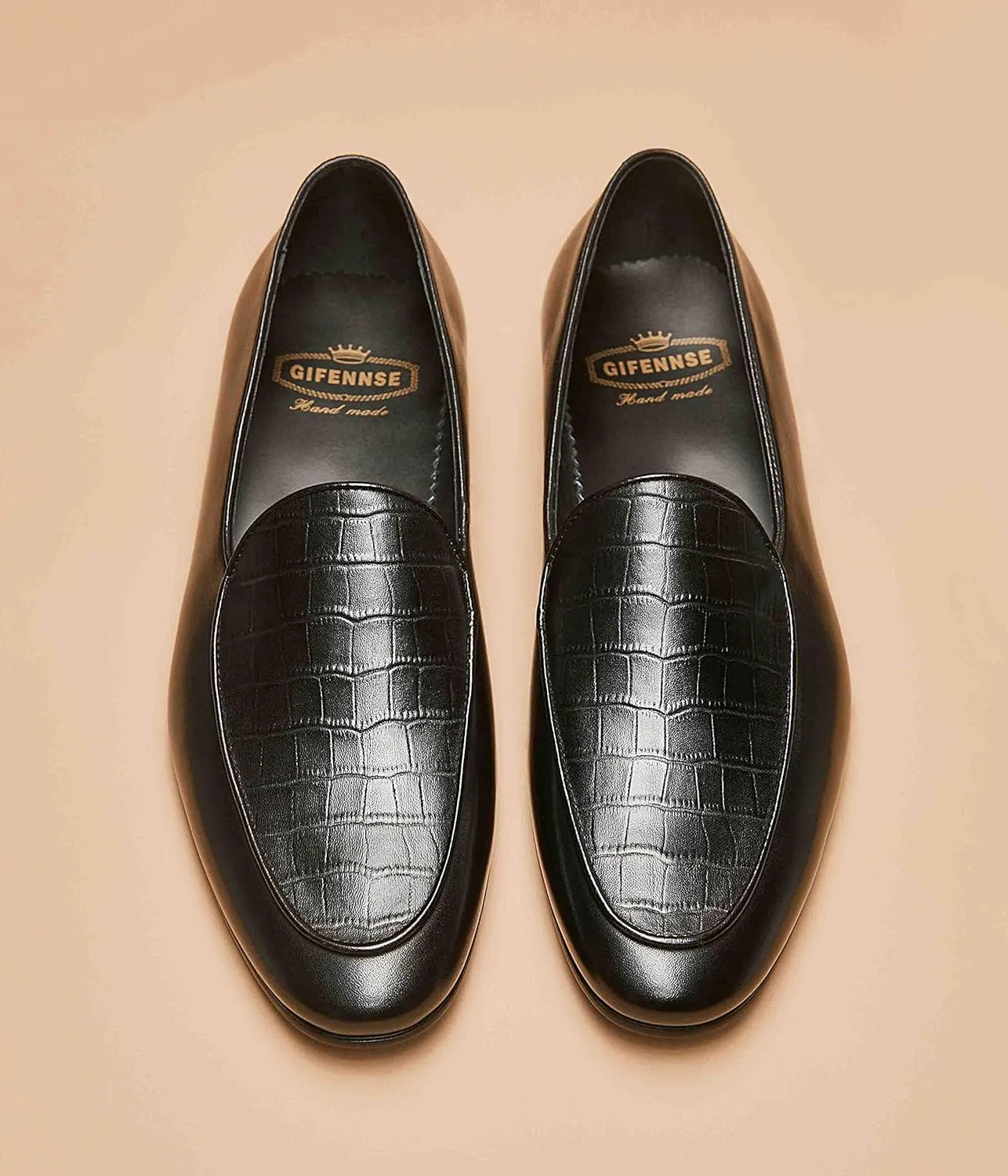 GIFENNSE Men's Dress Shoes Slip-On Loafers Leather Formal Shoes