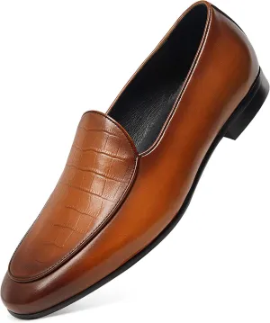 GIFENNSE Men's Dress Shoes Slip-On Loafers Leather Formal Shoes