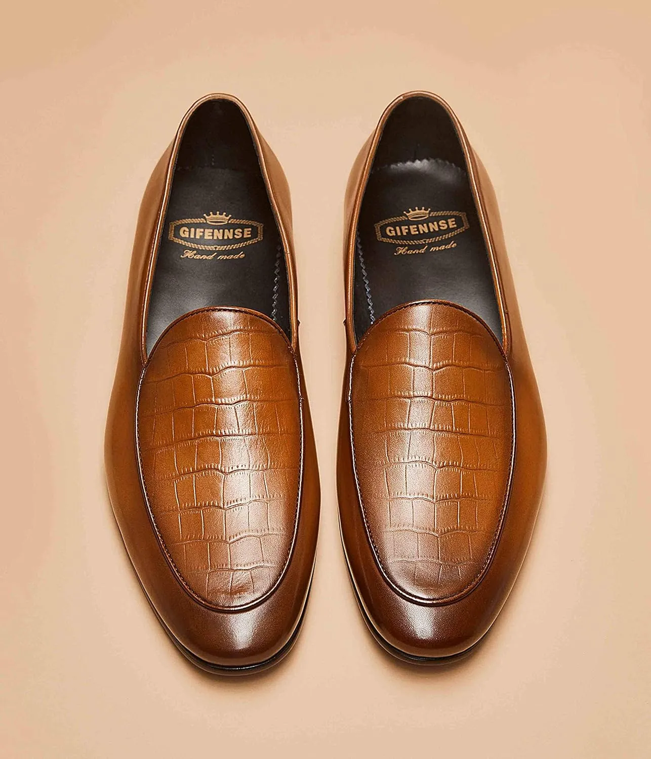 GIFENNSE Men's Dress Shoes Slip-On Loafers Leather Formal Shoes