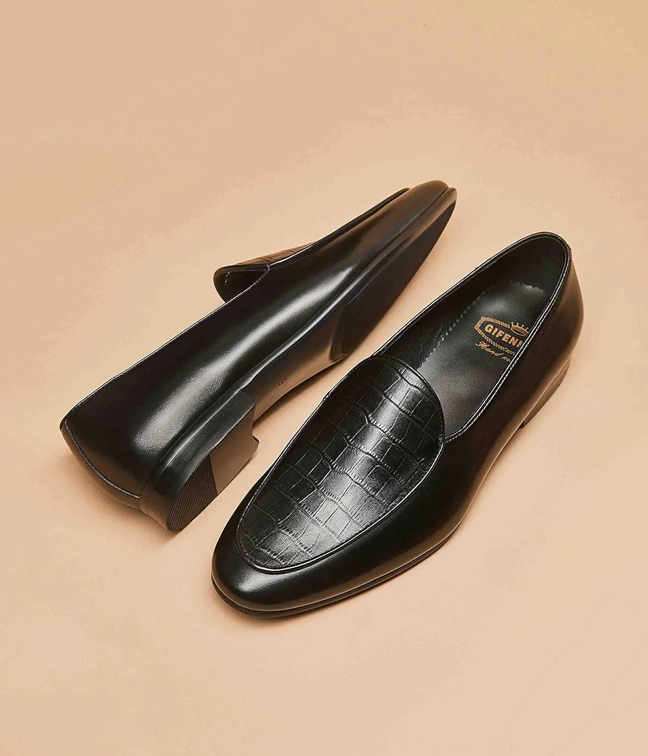 GIFENNSE Men's Dress Shoes Slip-On Loafers Leather Formal Shoes