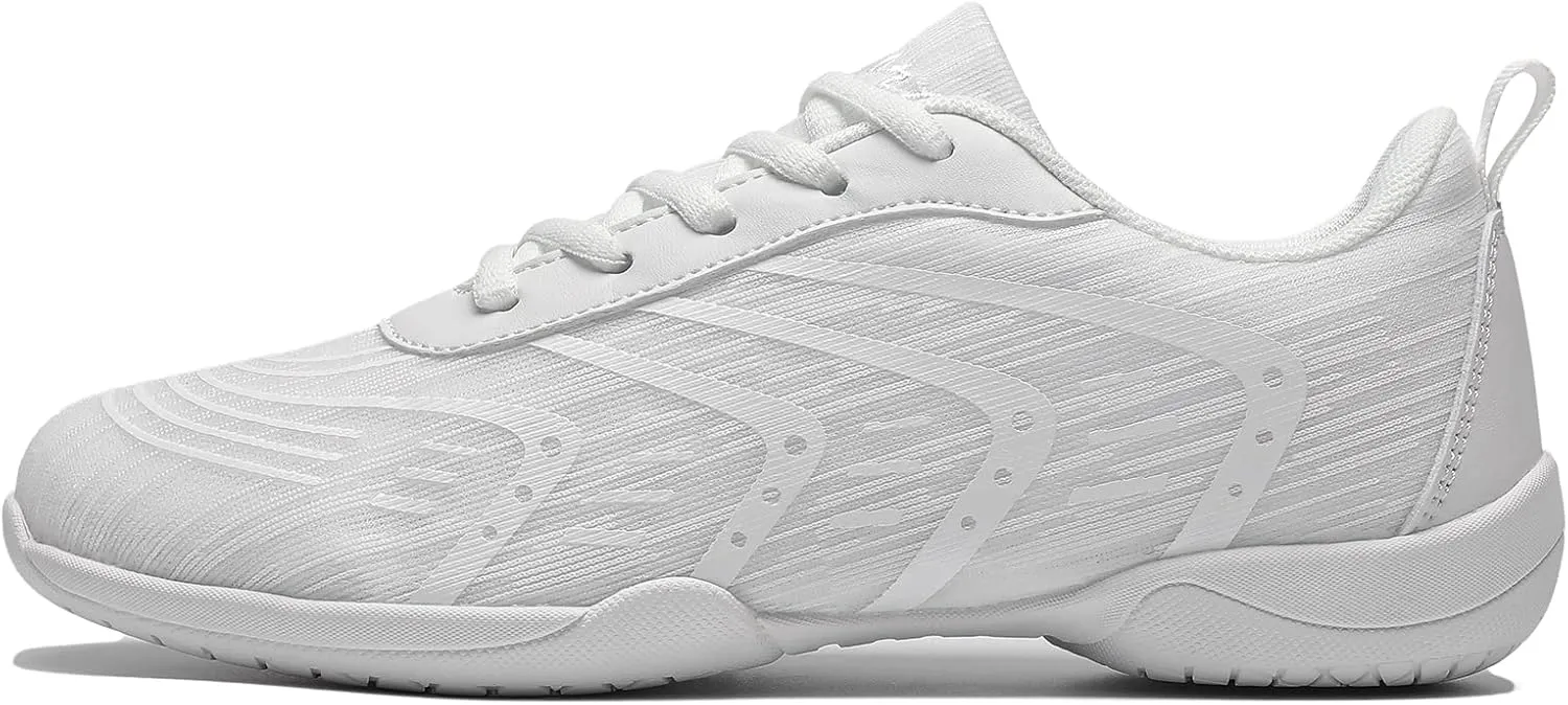 Girls Cheer Shoes White Youth Cheerleading Shoes Dance Athletic Training Breathable Dancing Lightweight Competition Comfortable Sport Sneakers