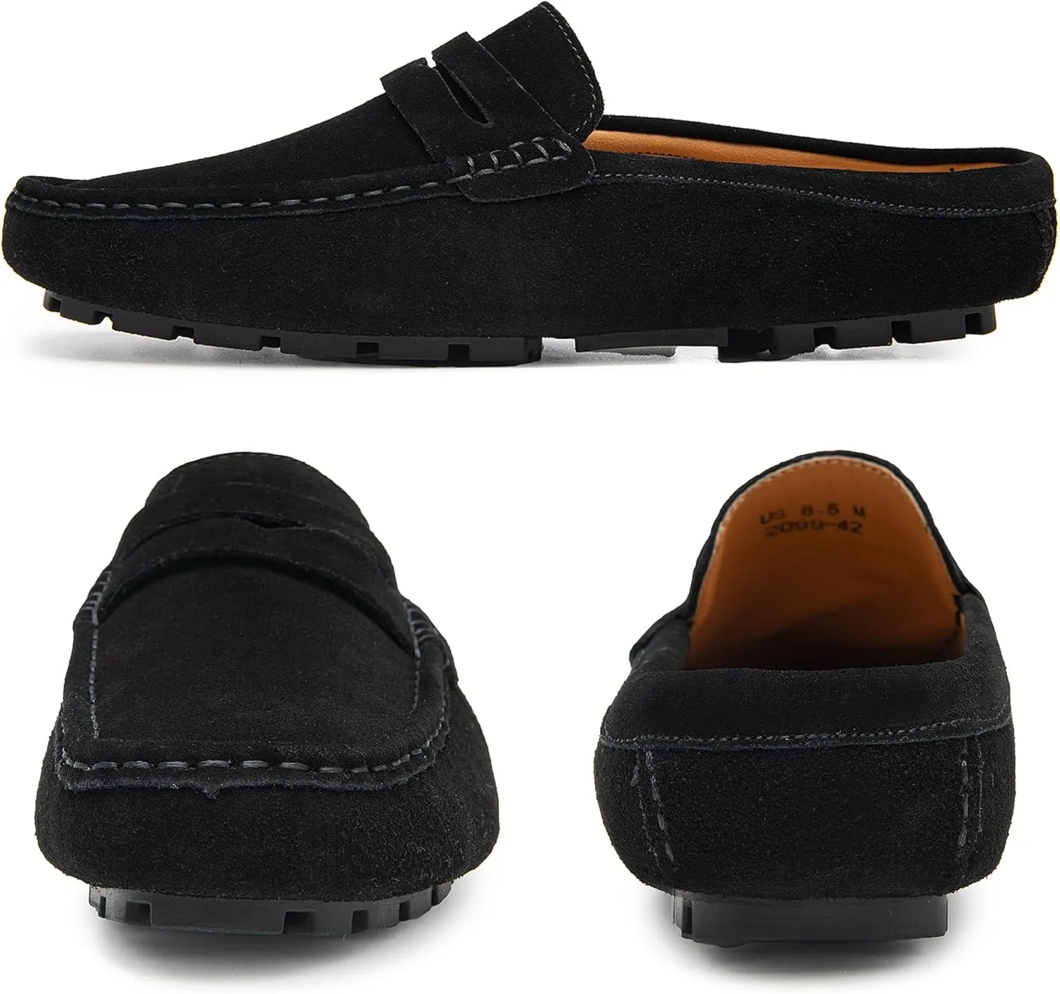 Go Tour Mens Handmade Suede Leather Mules Clog Slippers Breathable Leather Slip on Shoes Casual Loafers