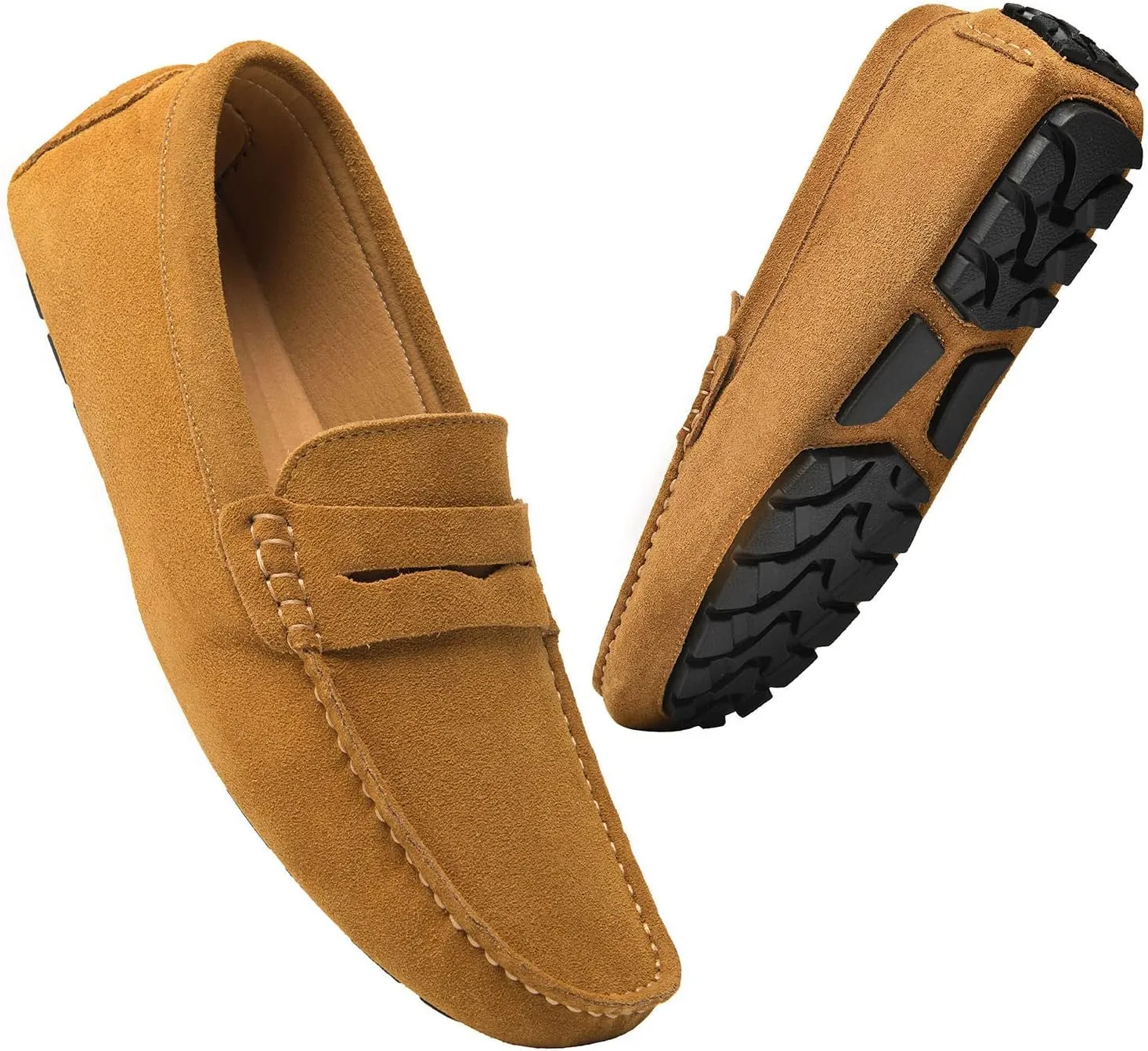 Go Tour Men's Penny Loafers Moccasin Driving Shoes Slip On Flats Boat Shoes