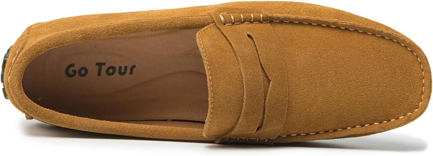 Go Tour Men's Penny Loafers Moccasin Driving Shoes Slip On Flats Boat Shoes