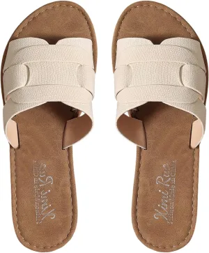GORGLITTER Women's Open Toe Dressy Beach Sandal Trendy 2025 Comfy Flat Slide Summer Sandals
