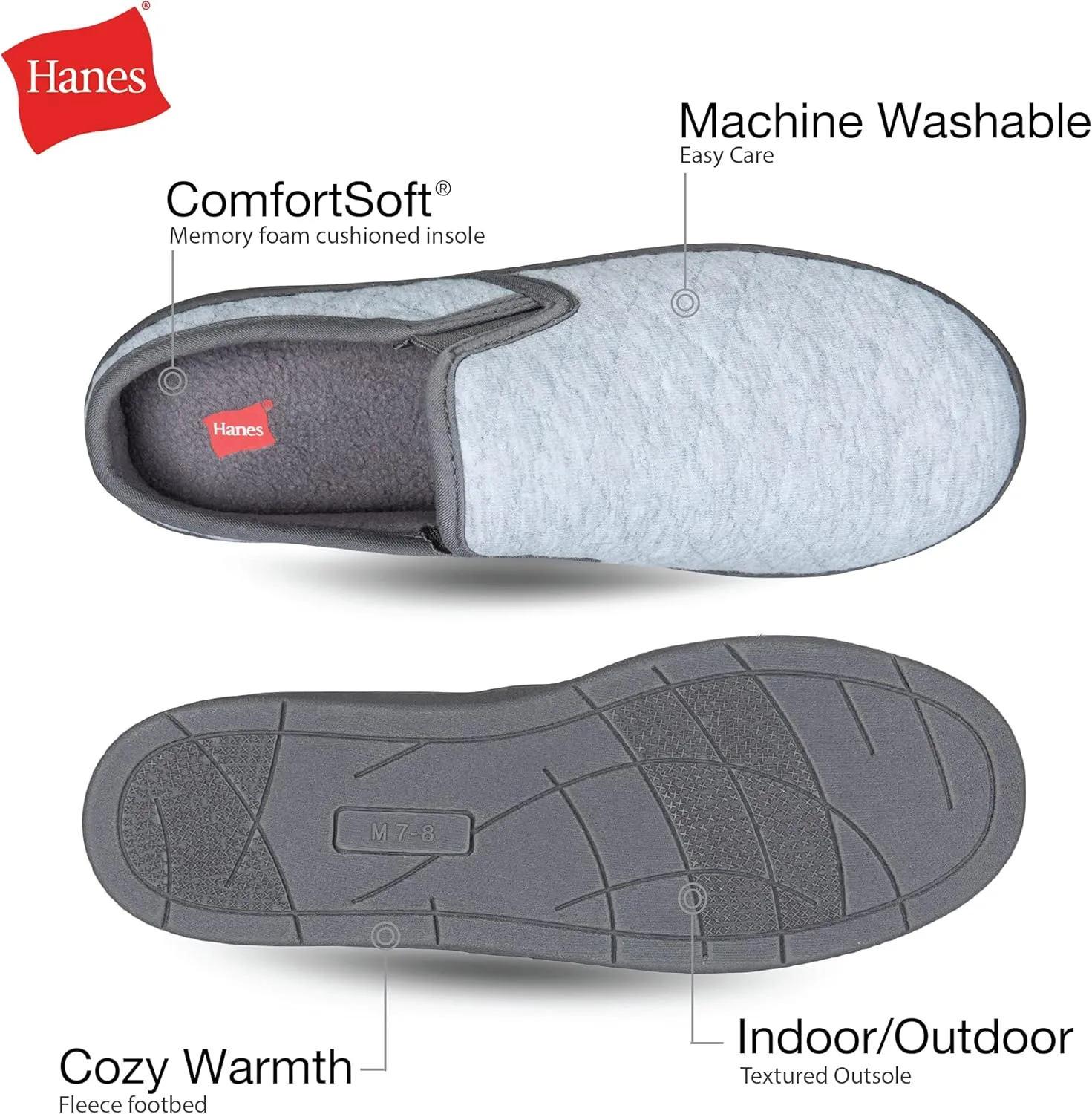 Hanes Women's Soft Waffle Knit Clog Slippers with Indoor/Outdoor Sole