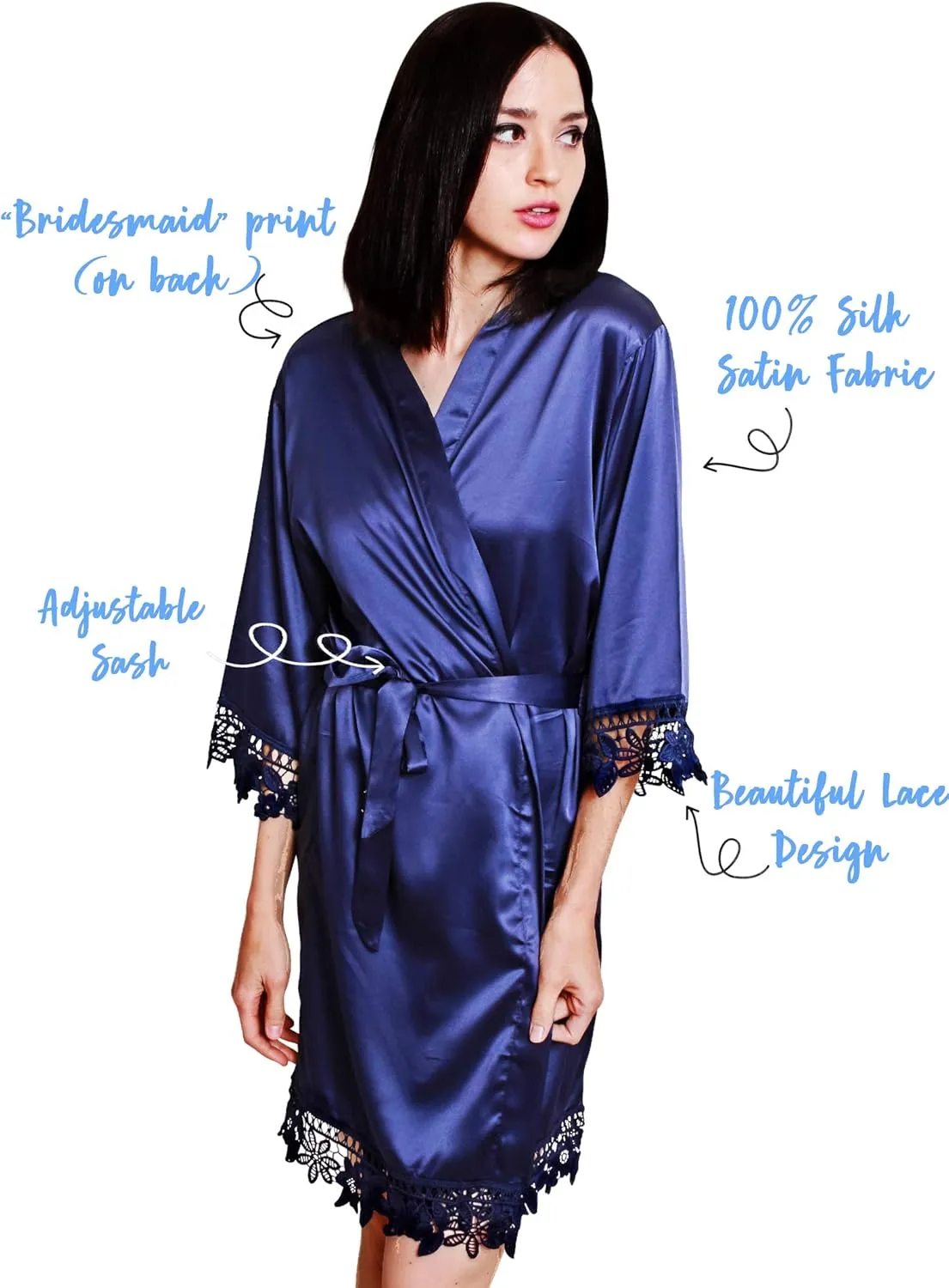 Heather & Willow Bridesmaids Robe | Satin Bridal Robe, Wedding Day Bride Robe | Bachelorette Party & Bridesmaid Proposal