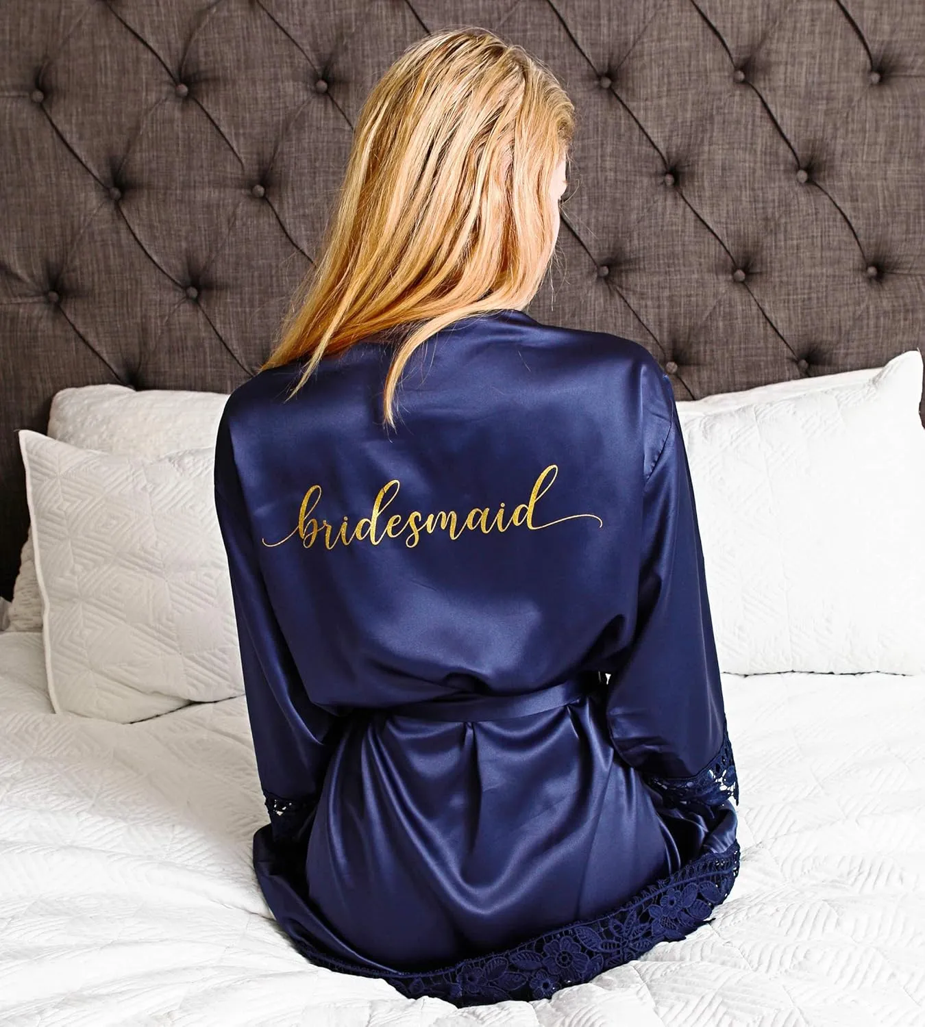 Heather & Willow Bridesmaids Robe | Satin Bridal Robe, Wedding Day Bride Robe | Bachelorette Party & Bridesmaid Proposal
