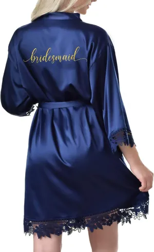 Heather & Willow Bridesmaids Robe | Satin Bridal Robe, Wedding Day Bride Robe | Bachelorette Party & Bridesmaid Proposal