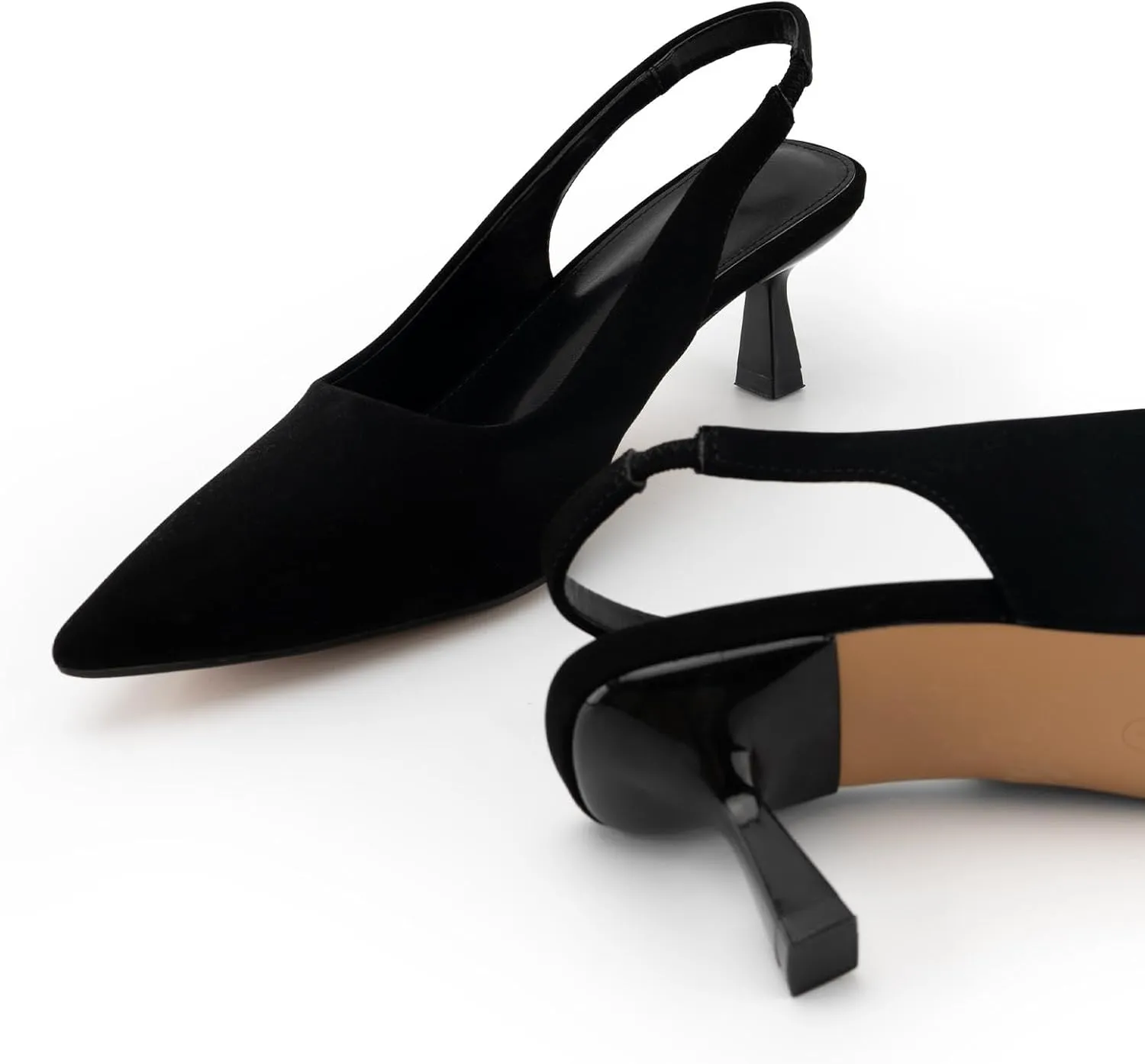heelchic Women's Kitten Heel, Closed Pointed Toe Low Heel, Comfortable Pumps Shoes for Women Dress Shoes
