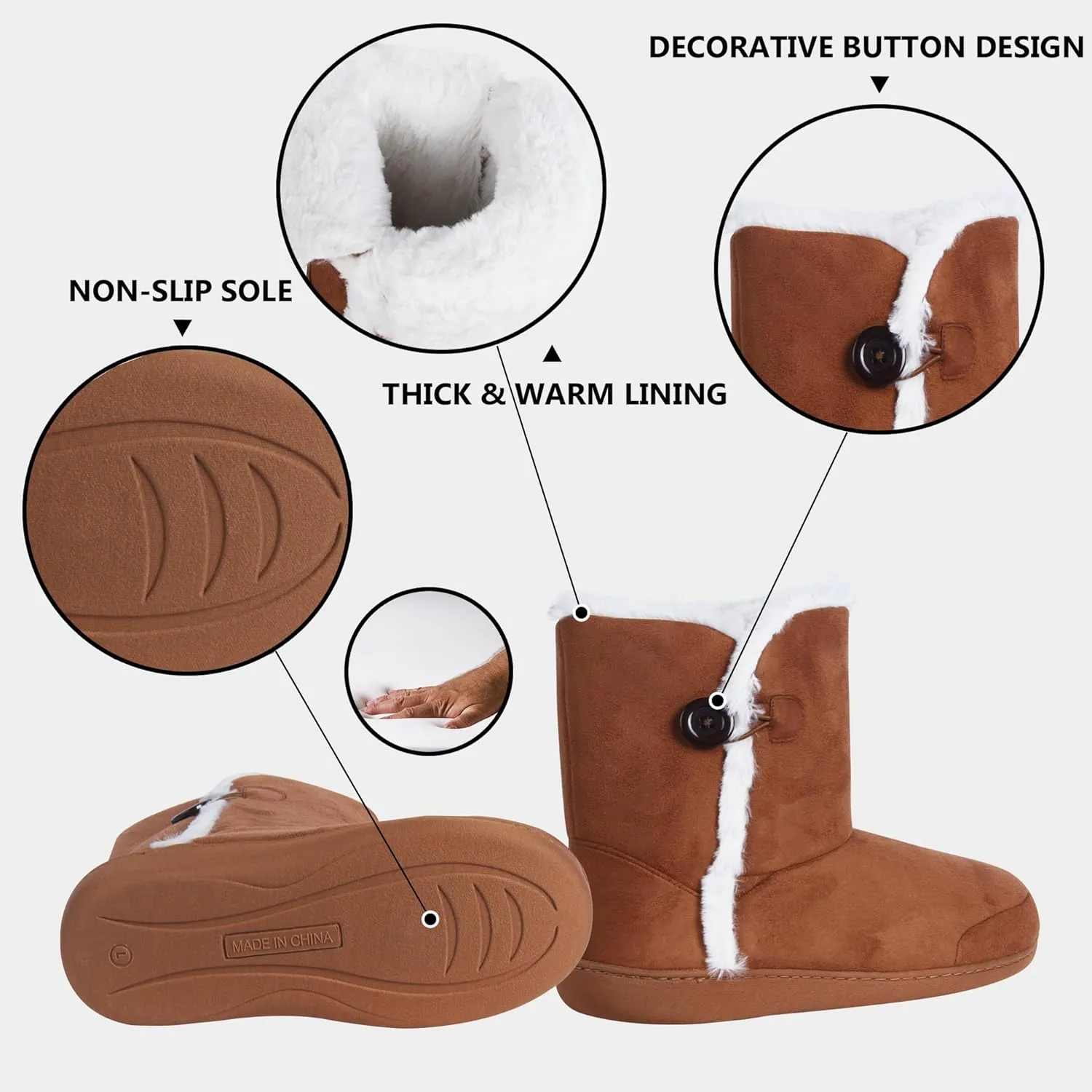 Home Slipper Men's Slippers Boots,Soft Winter Warm Memory Foam Indoor House Slipper Shoes