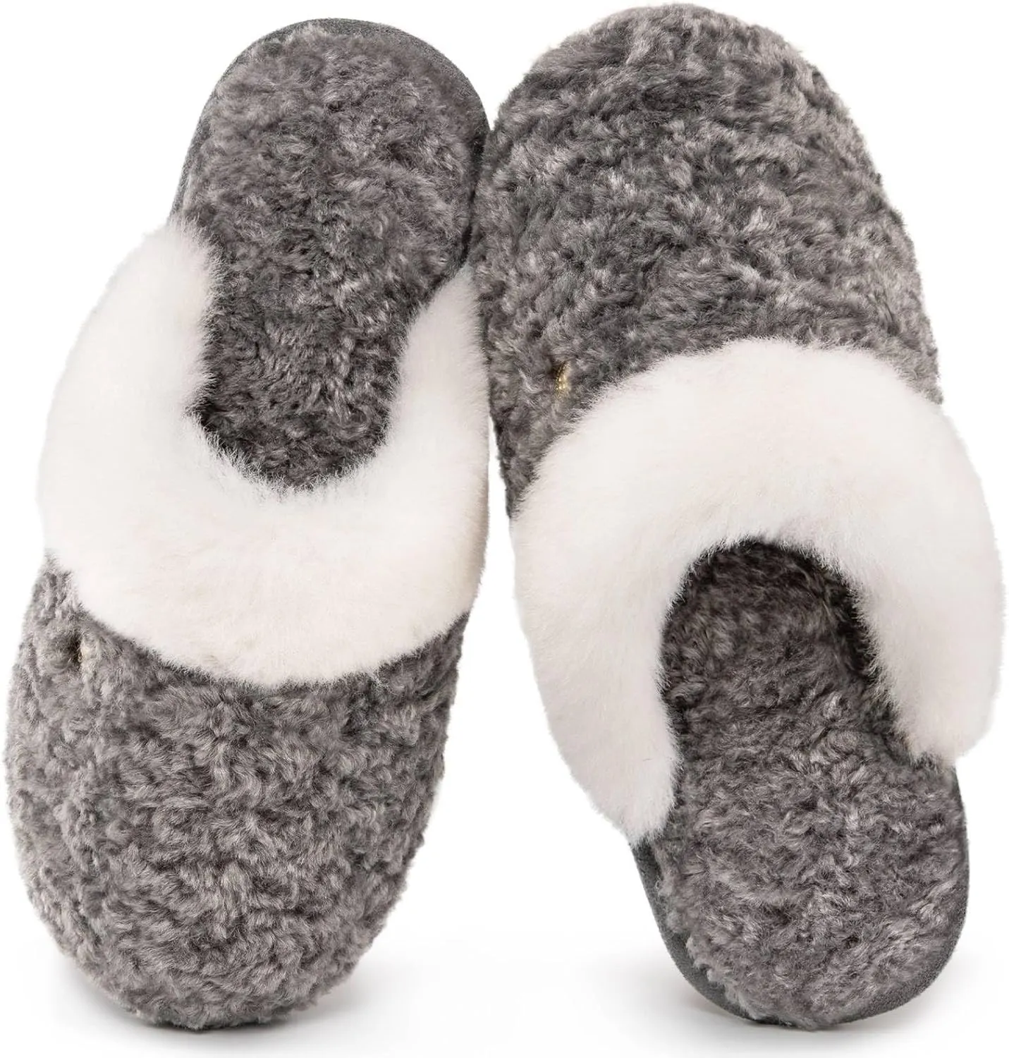 HomeTop Women's Cute Fuzzy Memory Foam Scuff Slippers Comfy Bedroom Lightweight Indoor House Shoes with Luxury Fluffy Collar