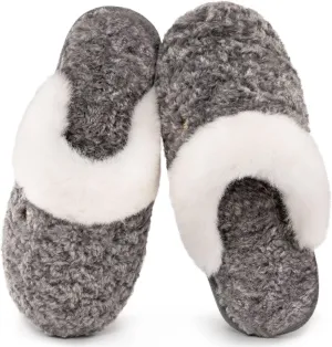 HomeTop Women's Cute Fuzzy Memory Foam Scuff Slippers Comfy Bedroom Lightweight Indoor House Shoes with Luxury Fluffy Collar
