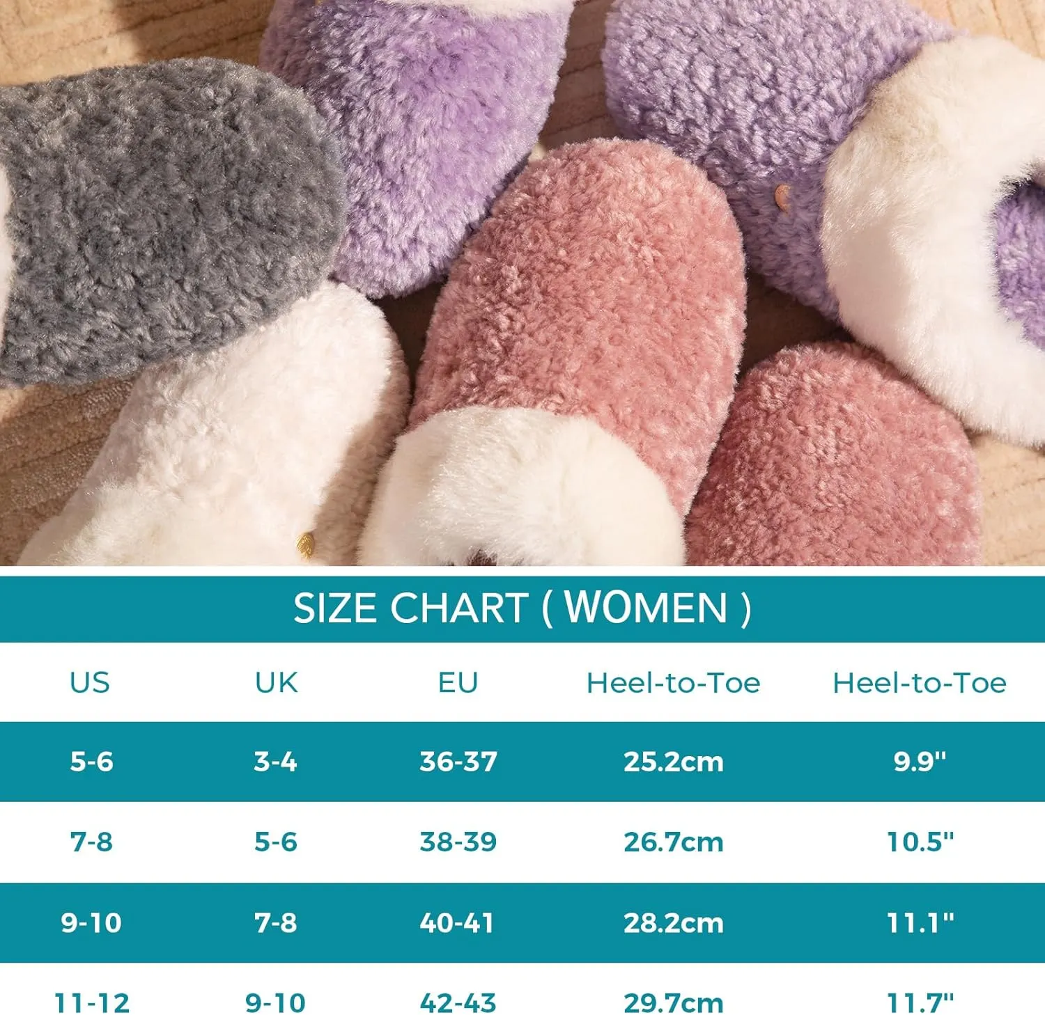 HomeTop Women's Cute Fuzzy Memory Foam Scuff Slippers Comfy Bedroom Lightweight Indoor House Shoes with Luxury Fluffy Collar