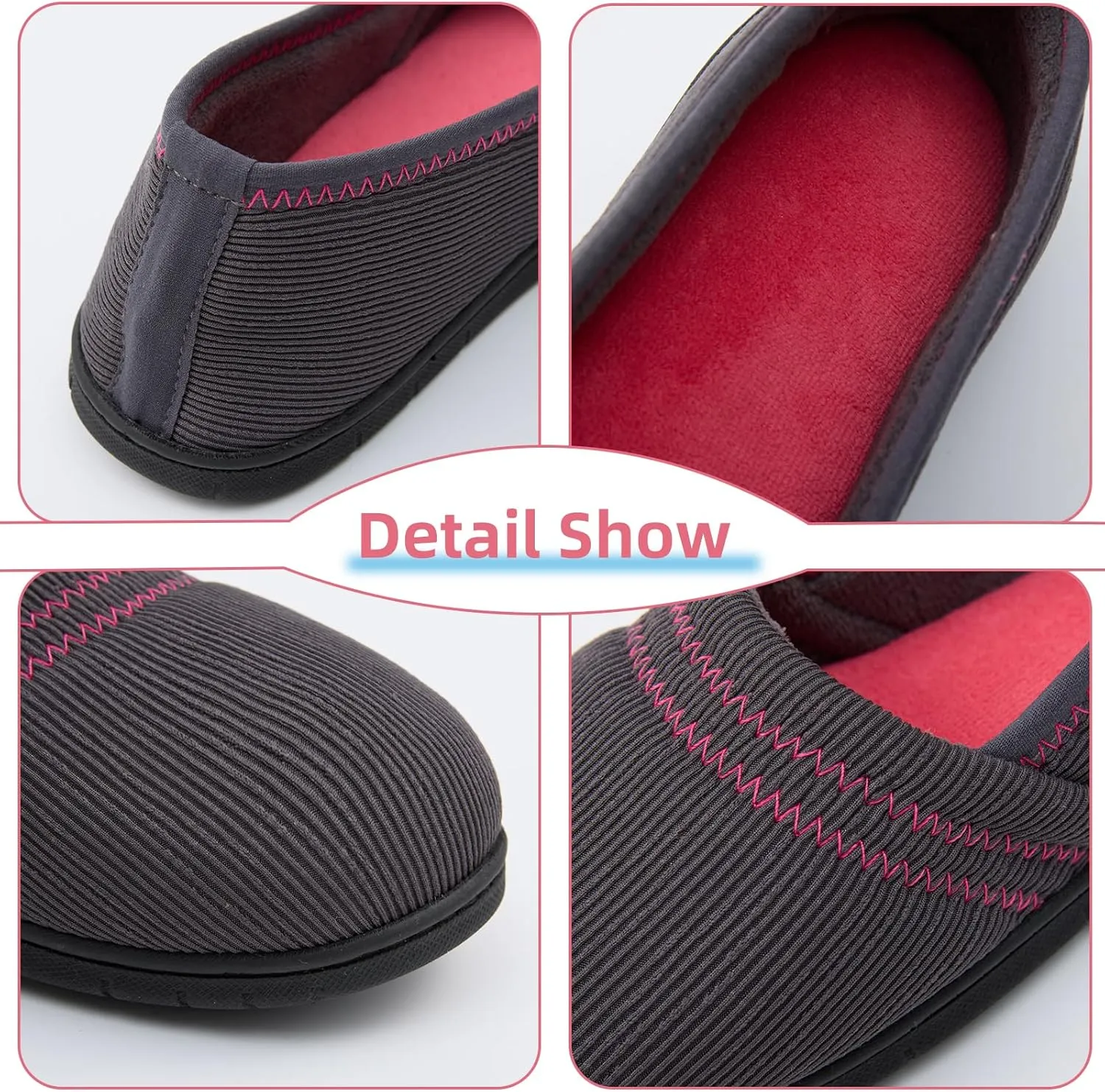 House Shoes for Women Comfy Memory Foam Loafer Slippers for Ladies Non-slip Sole for Comfort Ballet Flat with Closed Back Indoor and Outdoor for All Season Wear DarkGrey NavyBlue US6-US11